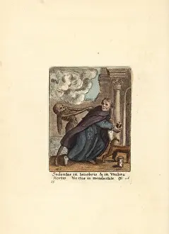 Hollar: Skeleton of Death catching the Friar Provisor