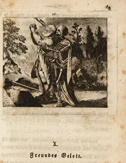 Johan Georg Mansfeld: The skeleton of Death embraces a poor man, 18th century