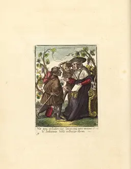Hollar: Skeleton of Death grabbing the hat of a Cardinal