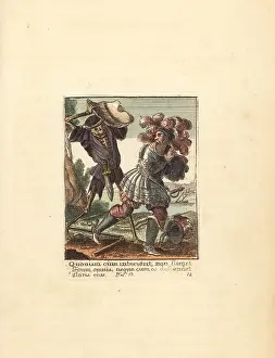 Hollar: Skeleton of Death killing a Count with his own escutcheon