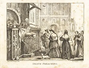 J. Andrews: The skeleton of Death preaching to a crowd