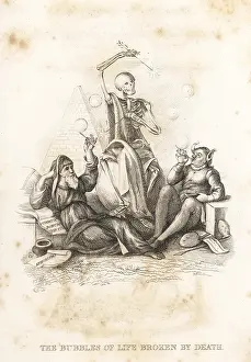 J. Andrews: The skeleton of Death pricks bubbles of life