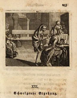 Johan Georg Mansfeld: The skeleton of Death with the school mistress, 18th century