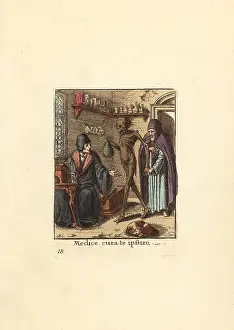 Hollar: Skeleton of Death taunting a Physician to