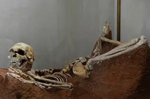 Burials: Skeleton of Man. Skhull Cave (Me'arat Hagedi). Middle Paleol