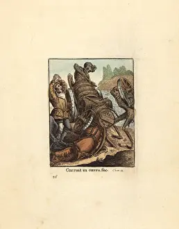 Hollar: Two skeletons of Death interrupt a Waggoner on the road