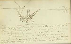 Notebook: Sketch of the car for an ornithopter showing the flappers