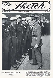 Iln - Consolidated Archive Holdings Ltd: Sketch front cover - King George VI meets members of Civil Defence Force