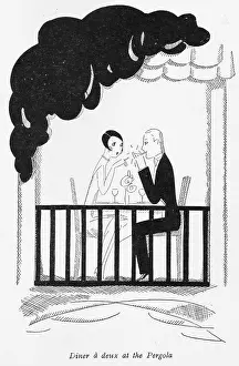 Pergola: Sketch by Fish of dinner for two in the Casino
