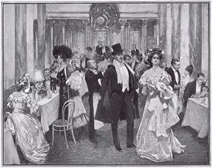 Maxims: A sketch of the interior of Maxim's, Paris, 1907
