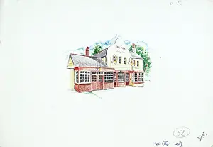Olde: Sketch of Olde Foxe PH, Coulsdon Common, Surrey
