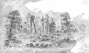 Unnamed: SKETCH OF RUINED ABBEY