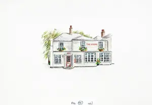 Ewell: Sketch of Spring Hotel, Ewell, Surrey