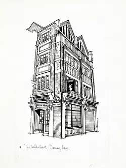 Holborn: Sketch of White Hart PH, Holborn, London