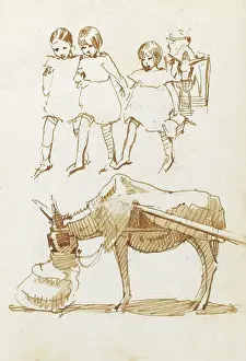 Nosebag: Sketches of children and donkey