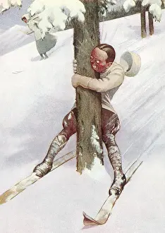 Skiers: Skier Stops Tree with Body