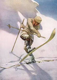 Struggling: Skier Tries to Turn