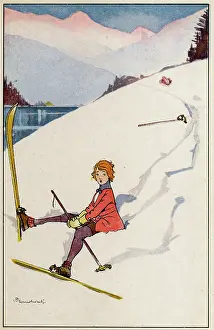 Tumbles: SKIER TUMBLES