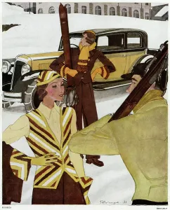 Skiwear: SKIERS AT HOTEL 1931