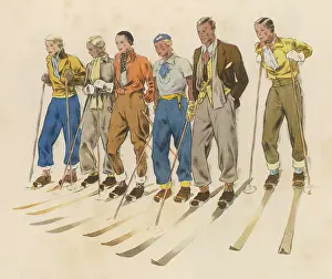 Skiwear: SKIERS IN A LINE 1930