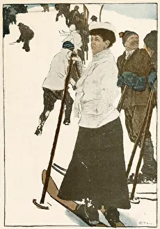 Skiers: SKIERS ON THE PISTE 1910