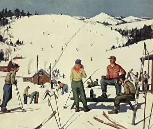 Skiers: Skiers at Resort