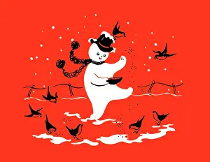 Snowmen: Skipping Snowman Feeding Robins