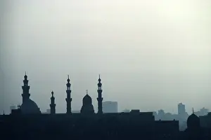 1987egypt: Skyline of Old Cairo at dusk, Egypt, 1987. ?