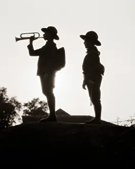 Reveille: Skyline Silhouette of Two Anonymous Boy Scouts