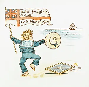 Vania: Slate and Pencil = Vania - Boy leaps for joy with a British
