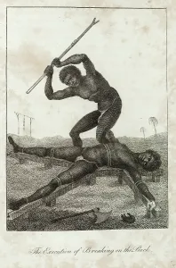 Gibbet: A slave named Neptune being broken on the rack