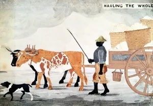 Orleans: Slave with ox-cart containing the week's cotton