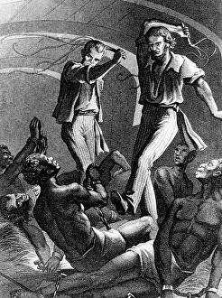 Whips: slavery, transportation of slaves on a ship