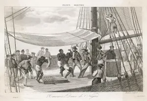 Compelled: Slaves forced to dance on board ship to keep fit