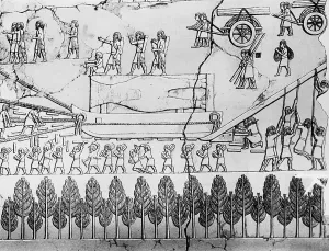 Nineveh: Slaves load a stone figure