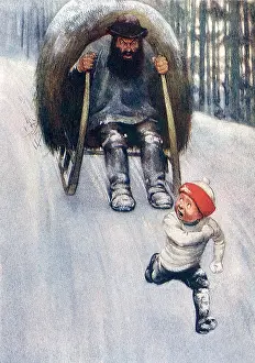 Sledding: Sledder Chases Boy