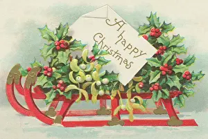 Sledges: Sledge laden with holly