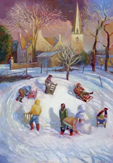 Sledging: Sledging ' children playing in the snow