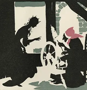 Spindle: Sleeping Beauty pricks her finger by Arthur Rackham