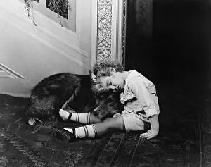 Unconsciousness: Sleeping child with dog