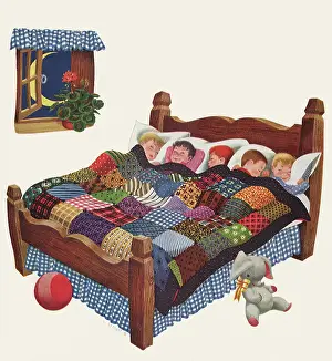 Pastimes: Five Sleeping Children in One Bed