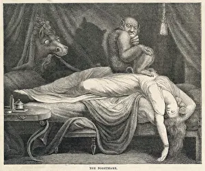 Nightmares: Sleeping woman dreaming of nightmares
