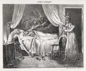 Nightmares: Sleeping woman dreaming of nightmares