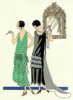 Scallop: Two sleeveless evening dresses by Doeuillet