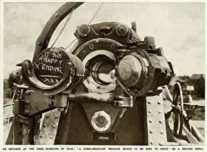 Humours: Slogan painted on a British artillery shell
