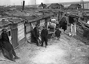 Slums: Slum in a city on the Don River in the Soviet Union, 1932