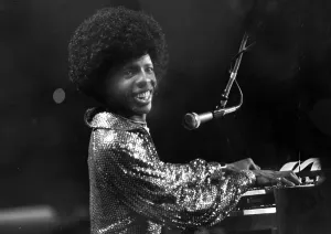 Bandleader: Sly Stone performing at Madison Square Gardens, New York
