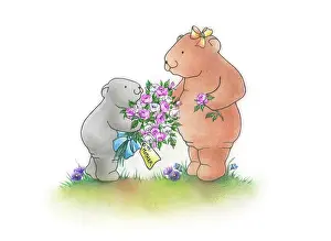 Pedley: Small bear handing mother bear bunch of roses