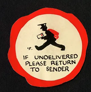 Striding: Small circular gift tag - original artwork - Postman