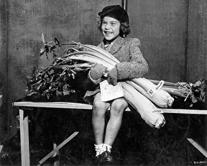 Celery: Small girl with prize winning celery
